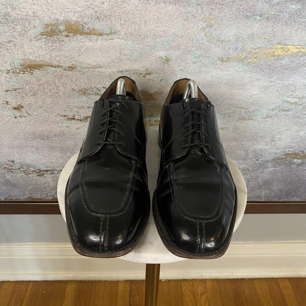 Johnston & Murphy Shoes Mens Size 9 D Black Leather Derby Square Toe 22-2831